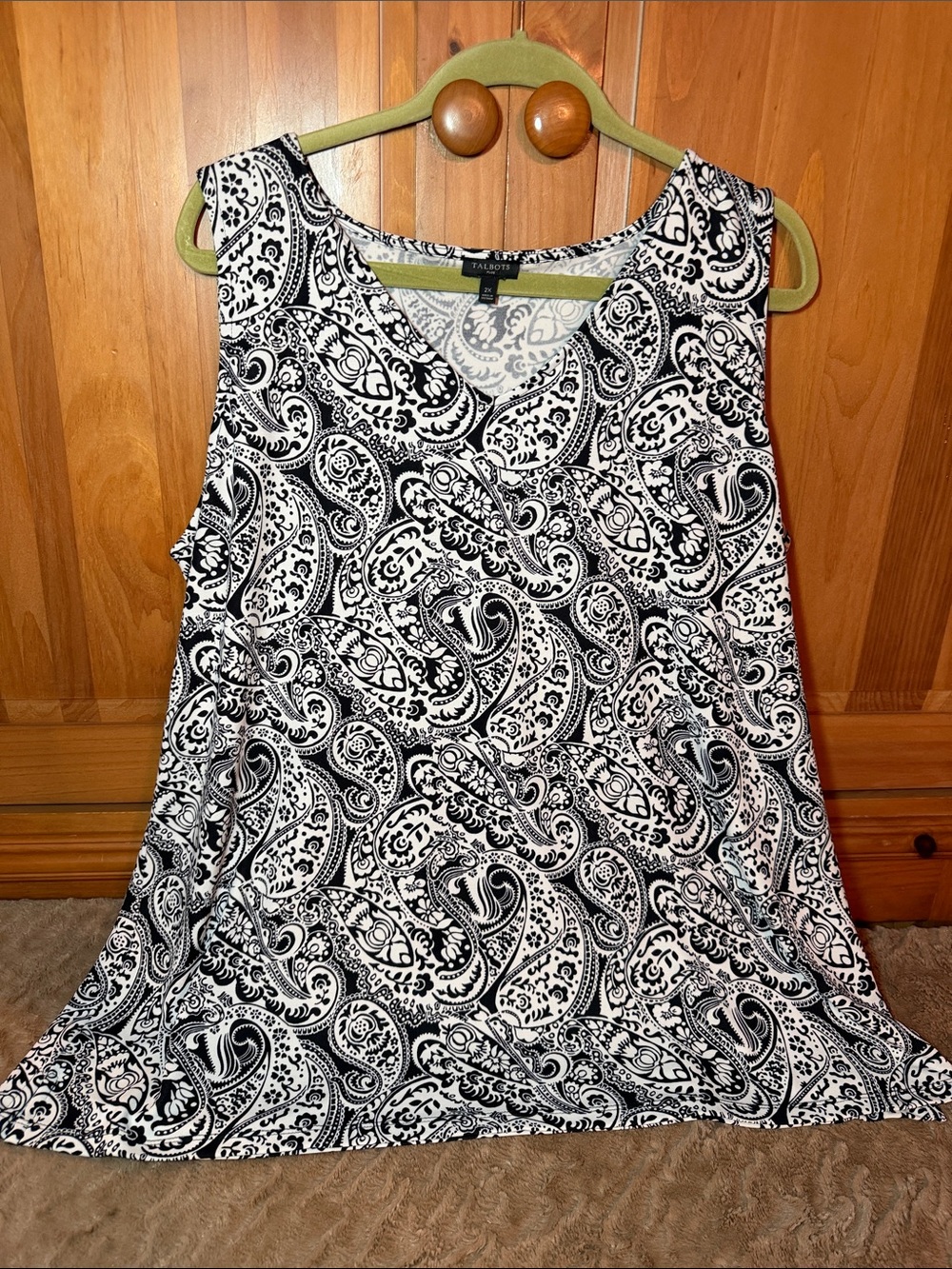 Talbots Black & White Paisley Sleeveless Tank Plus size 2X